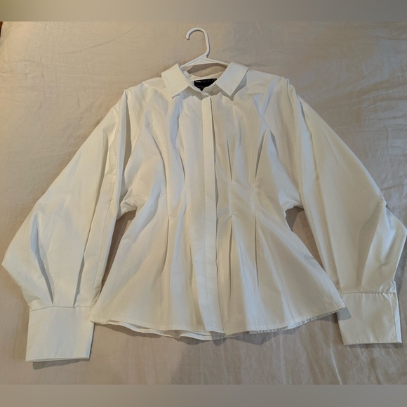 ASOS Edition Pleated Waist Shirt in White - Picture 5 of 7